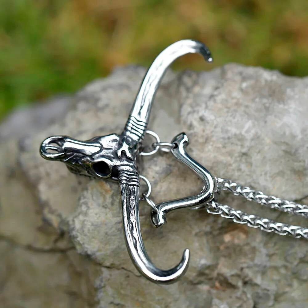 Bull Skull Pendant Necklace – Silver Horned Bull Skull Jewelry