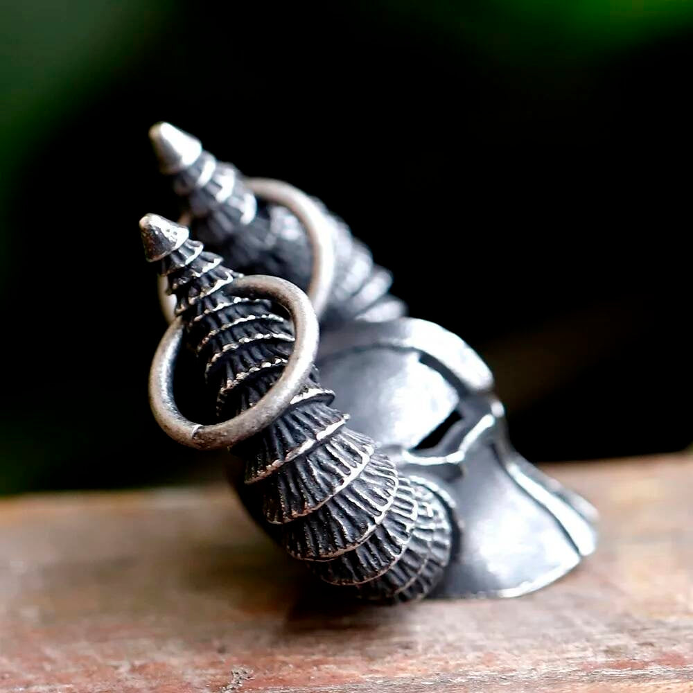 Viking Warrior Helmet Pendant – Silver Horned Helm Necklace