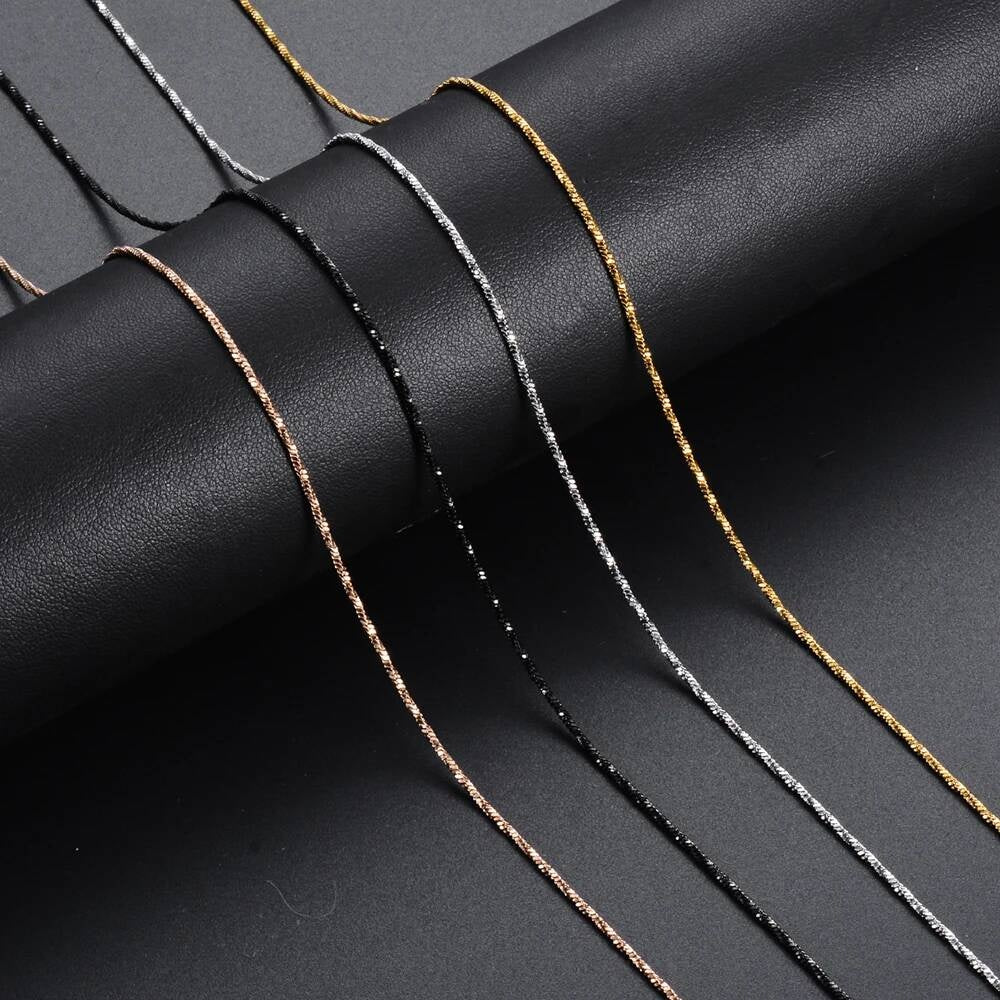 1 piece Width 1.2mm Tiny Twisted Square Snake Chain Stainless Steel Choker Necklace For Women Collier