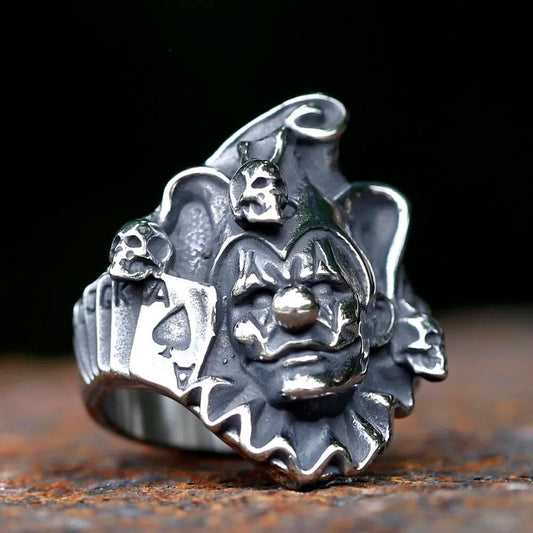 Joker Skull Ring - Stainless Steel Punk Biker Movie Inspired Men's Jewelry