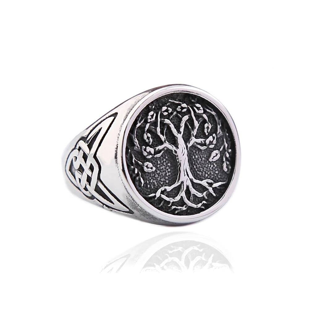 Viking Tree of Life Ring – 316L Stainless Steel Norse/Celtic Amulet Band Style A
