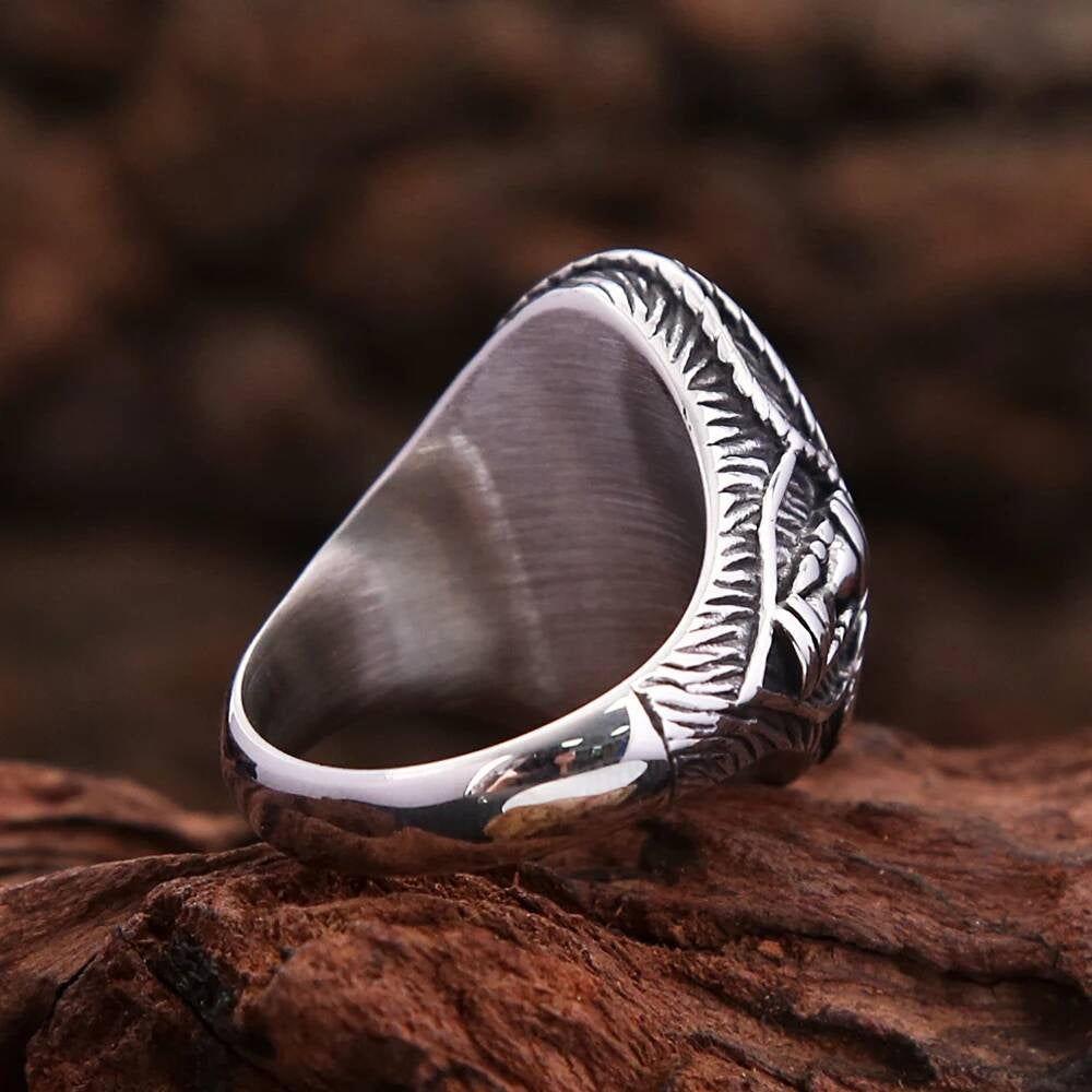 Vintage Viking Lighthouse Ring – 316L Steel Nautical Signet Band