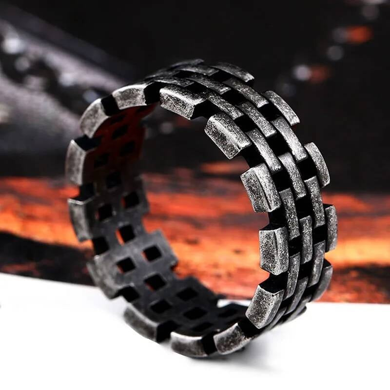 Link Chain Punk Ring - Stainless Steel Trendy Men's Rock Jewelry