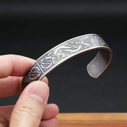 Celtic Dragon Bracelet – Norse Viking Stainless Steel Cuff Bangle
