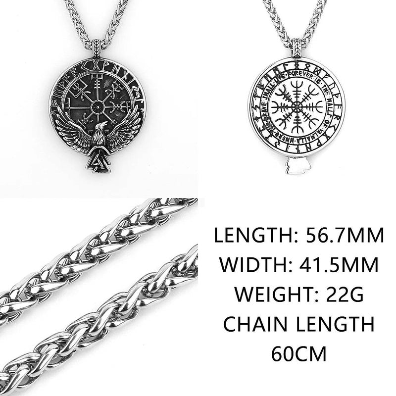Norse Raven Rune Circle Pendant Necklace – Viking Heritage Symbol