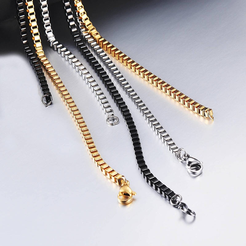 1Pc Width 1.5mm/2mm/2.5mm/3mm Stainless Steel Box Chain Necklace DIY Jewelry Making Men Women