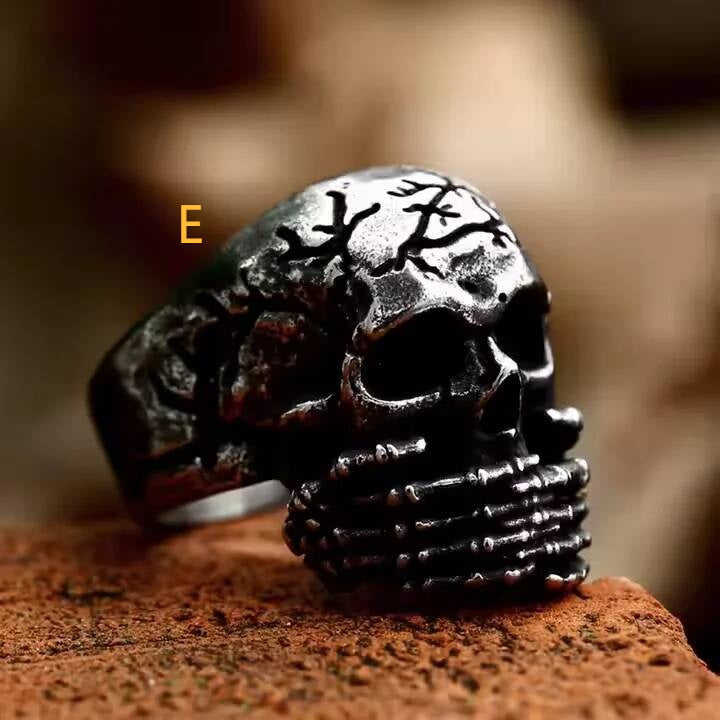 Skeleton Hand Ring – Gothic Punk Stainless Steel Skull Bone Adjustable Band