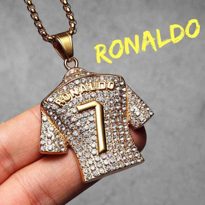 Sparkling Football Jersey Pendants - Messi #10, Messi #30, Ronaldo #7, Stylish Sports Jewelry CR7-G