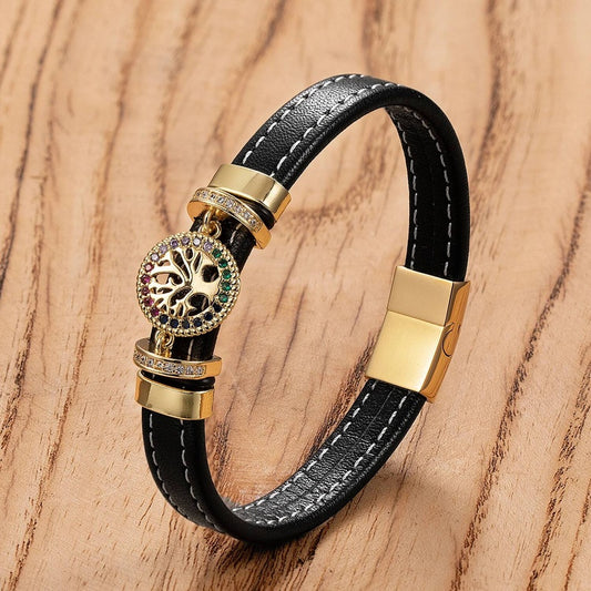 Black Braided Leather Bracelet with Green Jade Beads - Stylish Multi-Layer Magnetic Clasp Jewelry for Casual Wear and Gifts Style-A