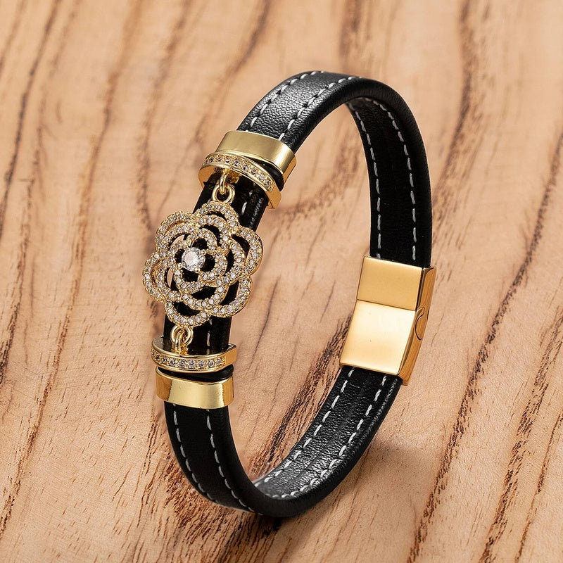 Men's Black Leather Infinity Knot Bracelet for Timeless Gifts Style-E