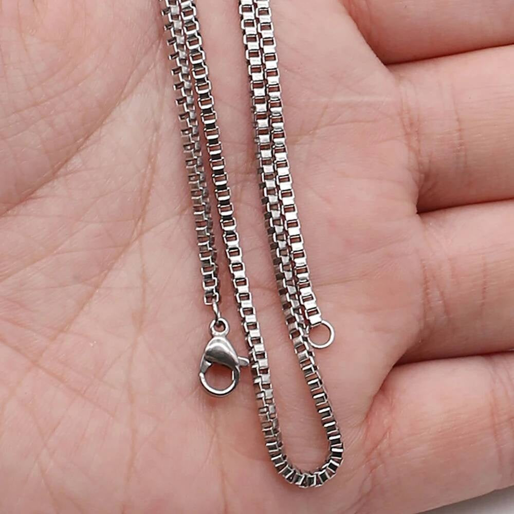 Stainless Steel Box Chain Necklace DIY Jewelry Findings Making Men Women Wholesale Link Chains Accessories 1.5mm 2mm 2.5mm 3mm
