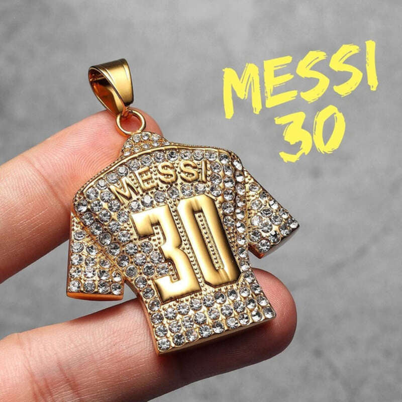 Sparkling Football Jersey Pendants - Messi #10, Messi #30, Ronaldo #7, Stylish Sports Jewelry Messi30-G