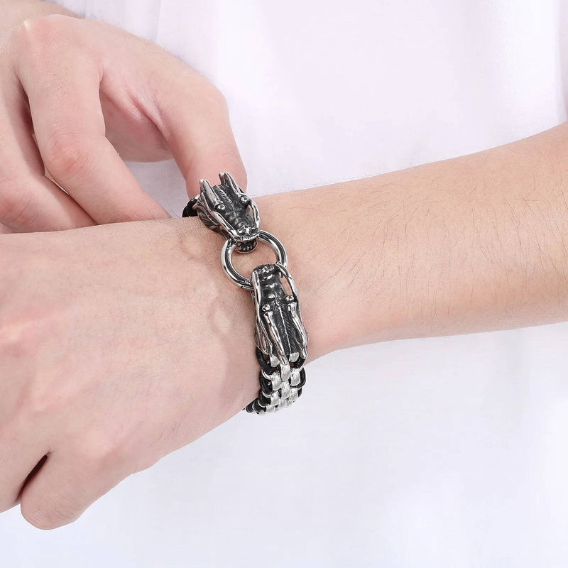 Stainless Steel 316L Snake Skull Dragon Animal Charm Bracelet For Men