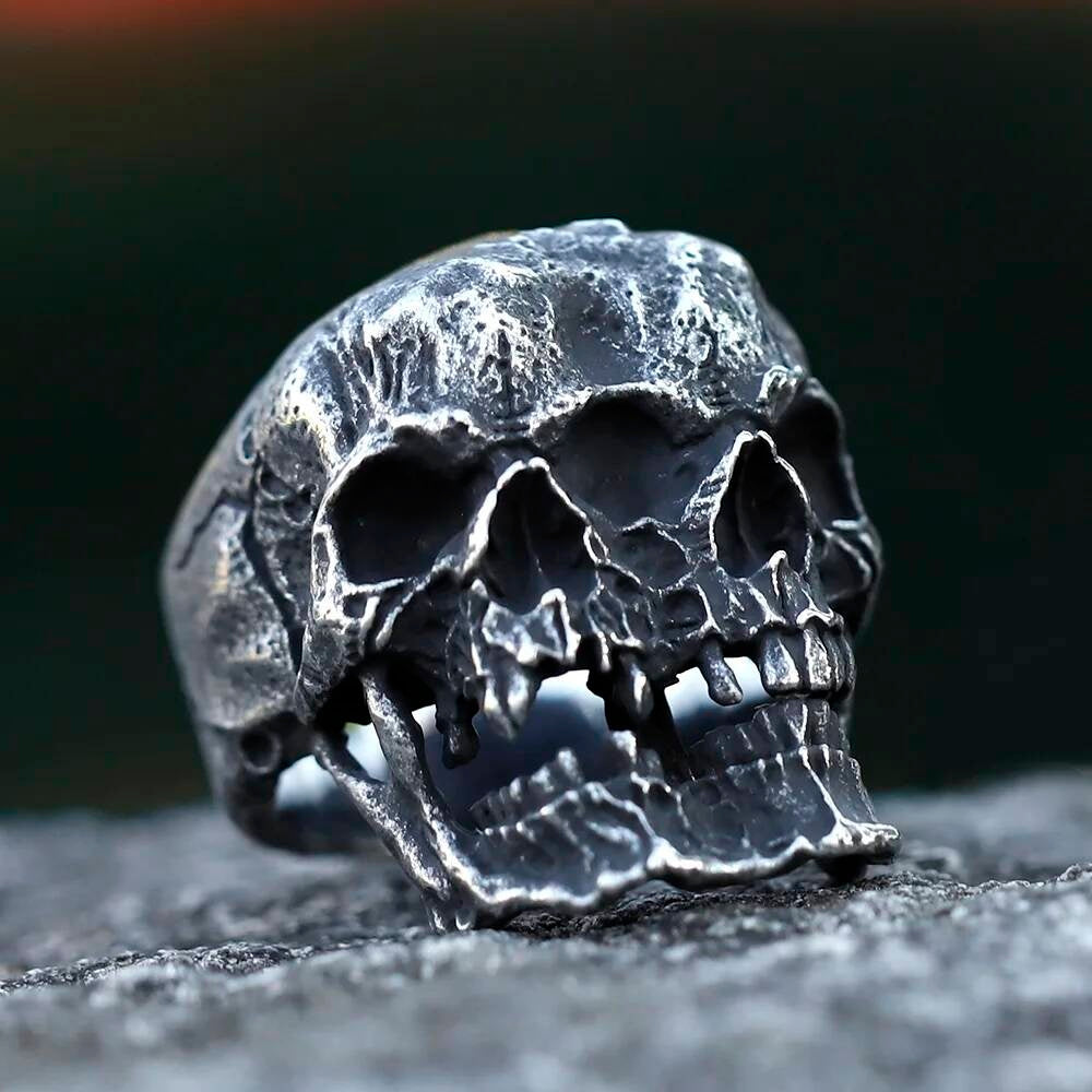 Double Headed Skull Ring - Gothic Stainless Steel Biker Punk Band Jewelry