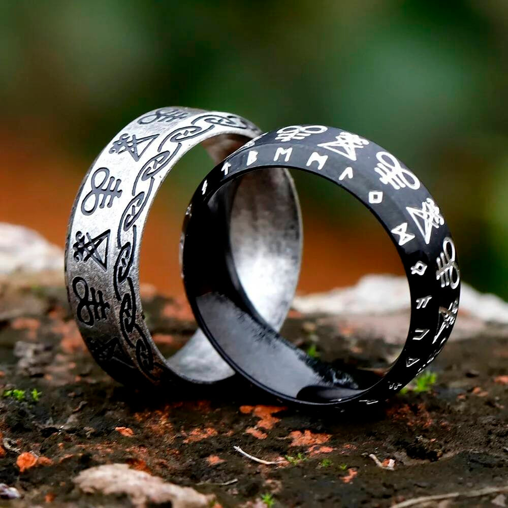 Lucifer Seal Signet Ring – 316L Stainless Steel Gothic Pagan Statement Band