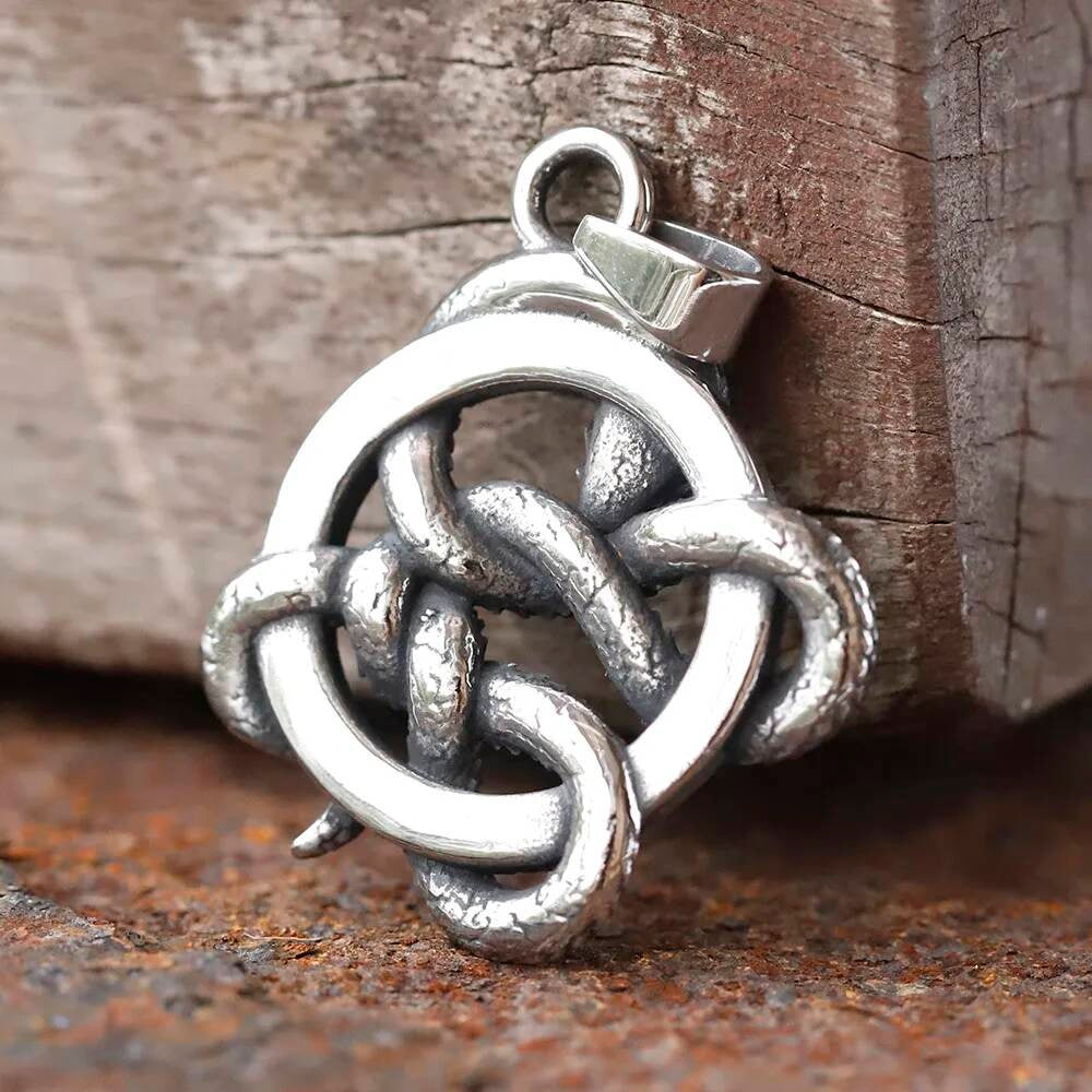 Serpent Knot Pendant Necklace with Red Gem – Mystic Protection Jewelry