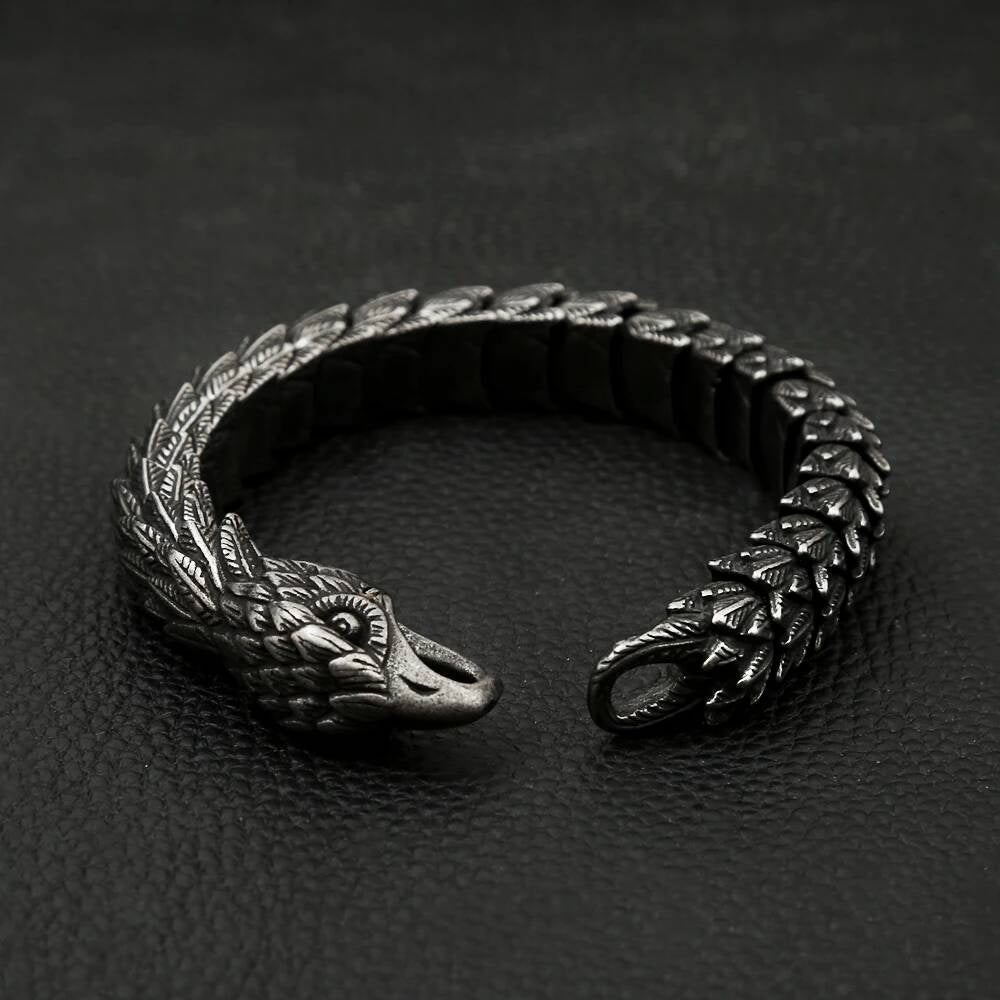 Viking Eagle Ouroboros Bracelet – Norse Stainless Steel Armring