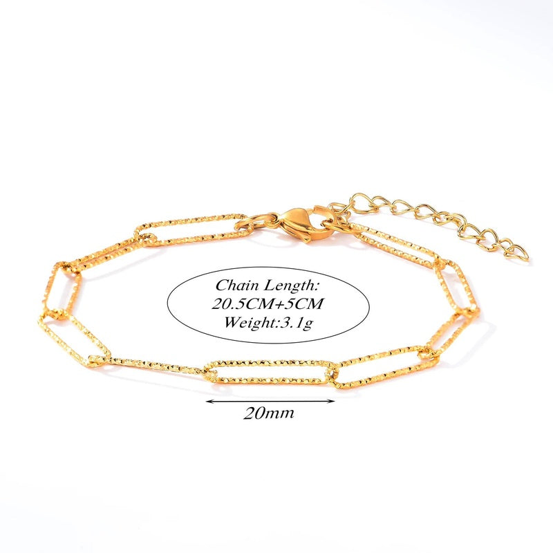 Stainless Steel Chunky Link Chain Bracelet For Women Gold Plated Waterproof Hip-hop Rock Style Women's Bracelets 20cm+5cm 7