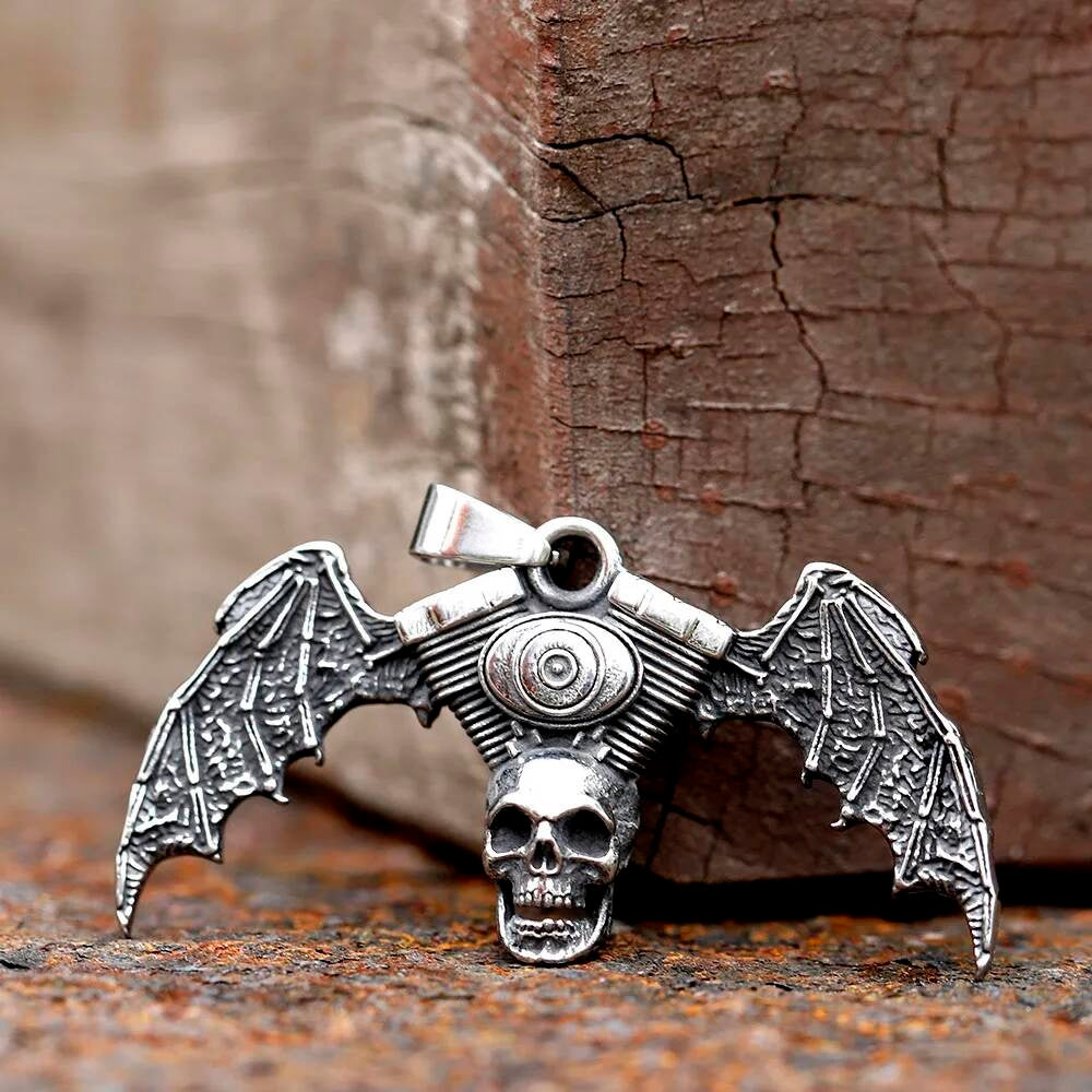 Skull with Bat Wings Pendant Necklace – Gothic Gothic Vibes with an Eye of Providence