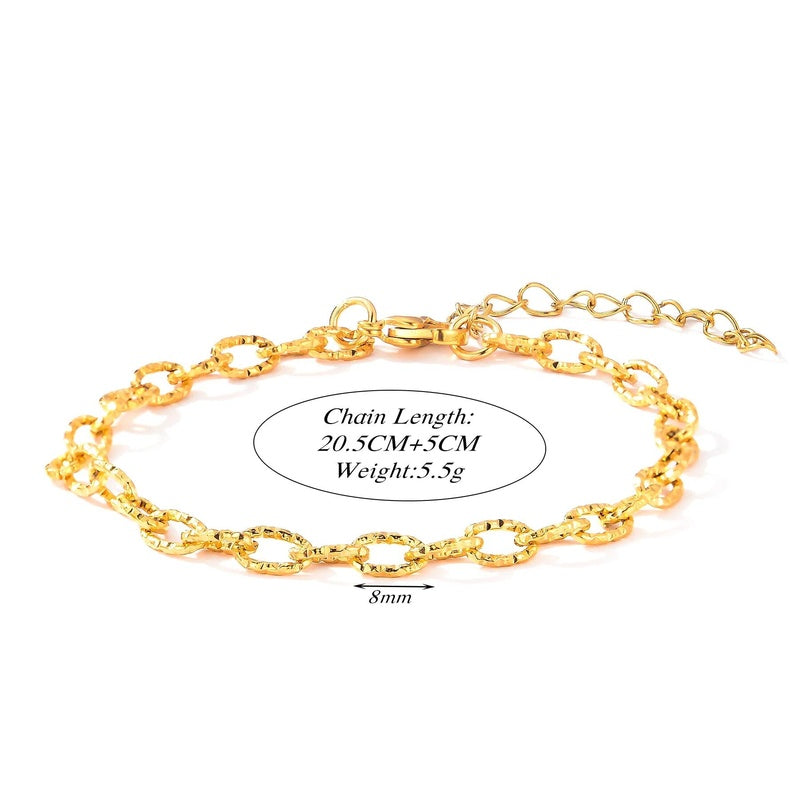Stainless Steel Chunky Link Chain Bracelet For Women Gold Plated Waterproof Hip-hop Rock Style Women's Bracelets 20cm+5cm 9