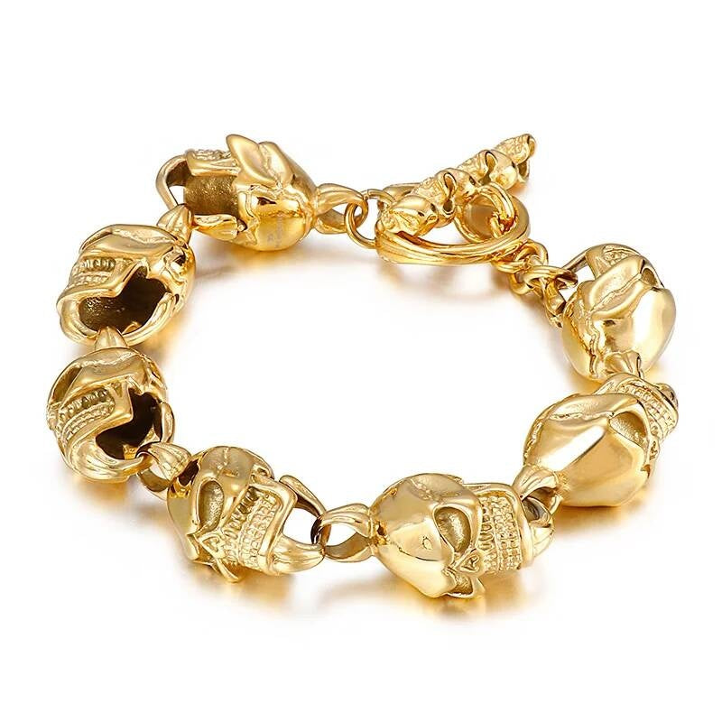 Gold/Black/Sier Color Devil Skull Head Bracelet Men 316L Stainless Steel Daily Jewelry