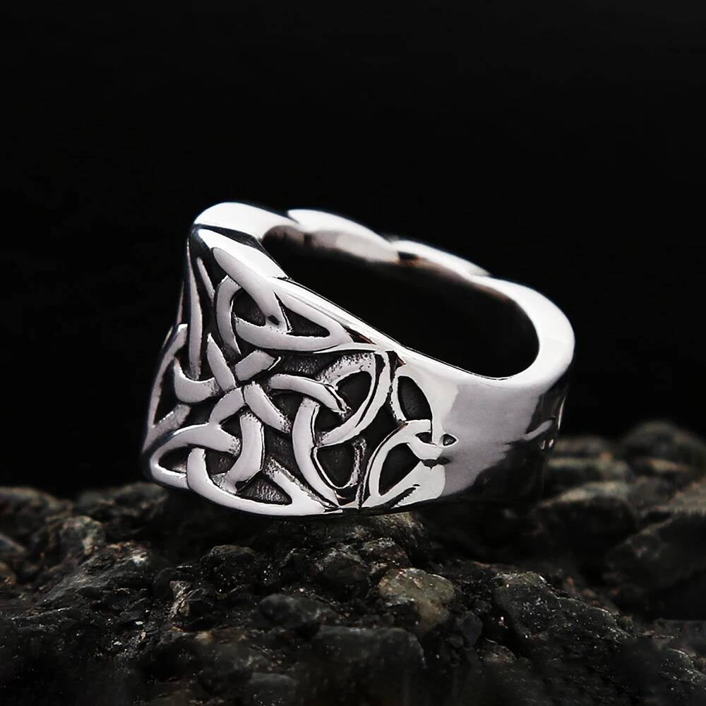 Viking Celtic Knot Ring - Stainless Steel Norse Biker Jewelry for Men & Women