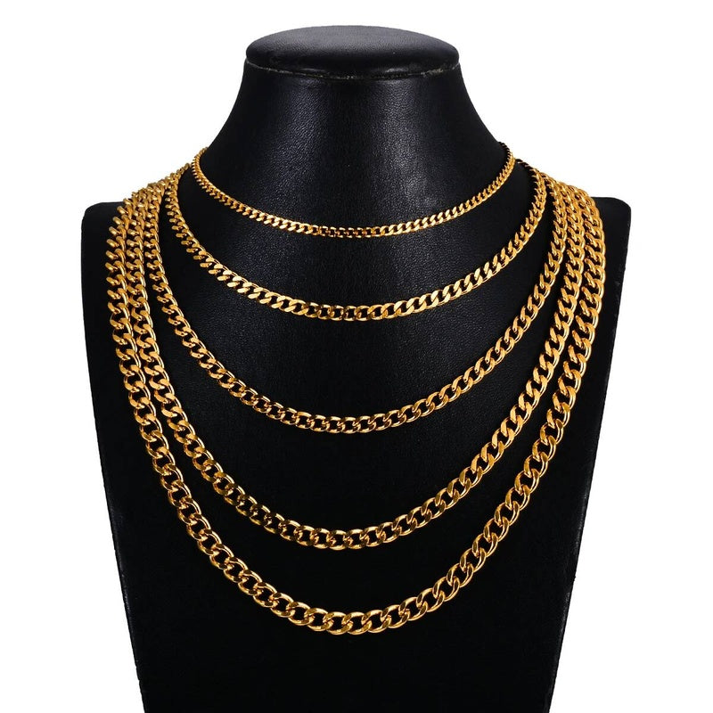 1Pc 3mm-7mm Stainless Steel Link Curb Chain Necklace for Men Women DIY pendant necklace jewelry making