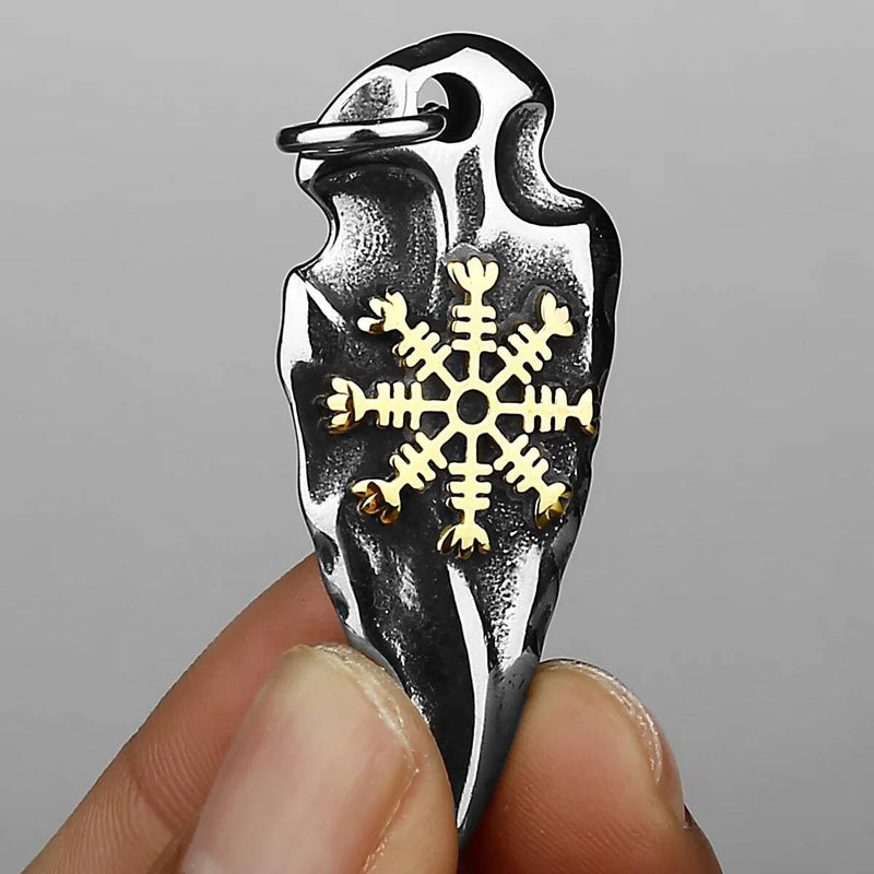 316L Stainless Steel Viking Rune Pendant Chain Necklace For Men Jewelry Accessories 60cm Chain