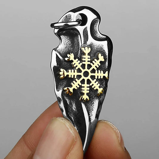 316L Stainless Steel Viking Rune Pendant Chain Necklace For Men Jewelry Accessories 60cm Chain