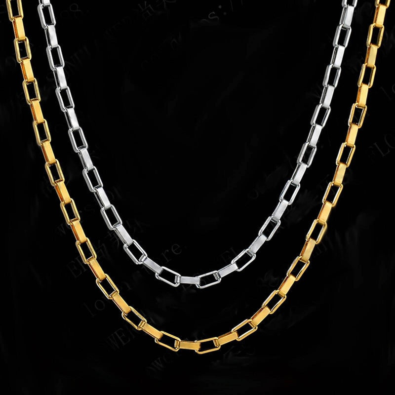 1Pc Stainless Steel Width 1.5/2/2.5/3/4mm Long Box Chain Necklace For Men Women DIY Jewelry Findings Making
