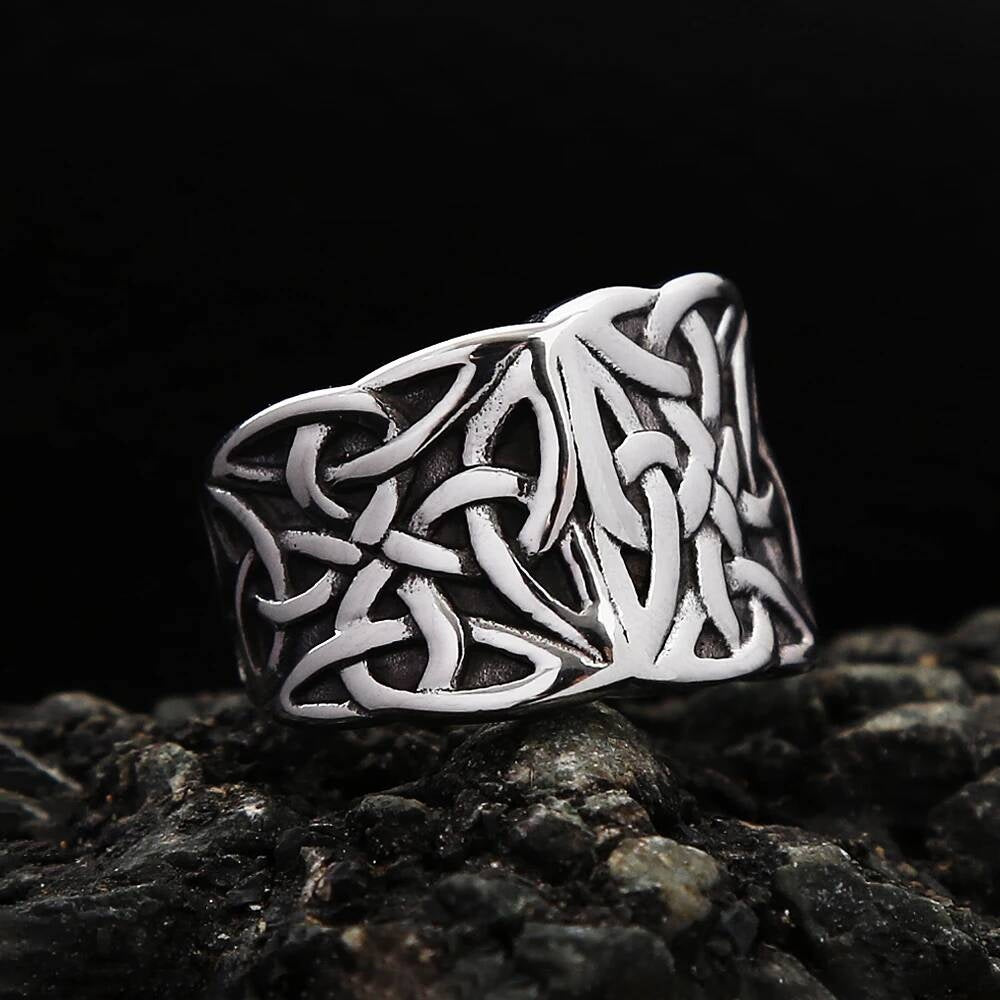 Viking Celtic Knot Ring - Stainless Steel Norse Biker Jewelry for Men & Women