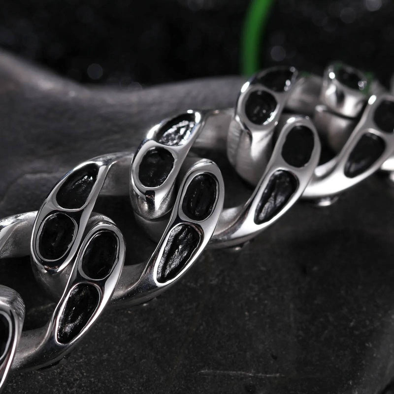 20mm Fashion Male Skeleton Bracelet Stainless Steel Retro Cross Vintage Black All Skull Chain Bracelets Jewelry
