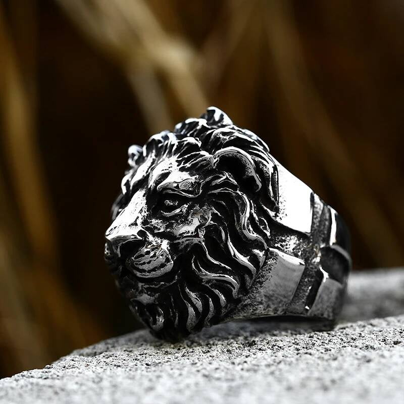 Lion Head Ring – Gothic Punk Stainless Steel Fierce Animal King Jewelry