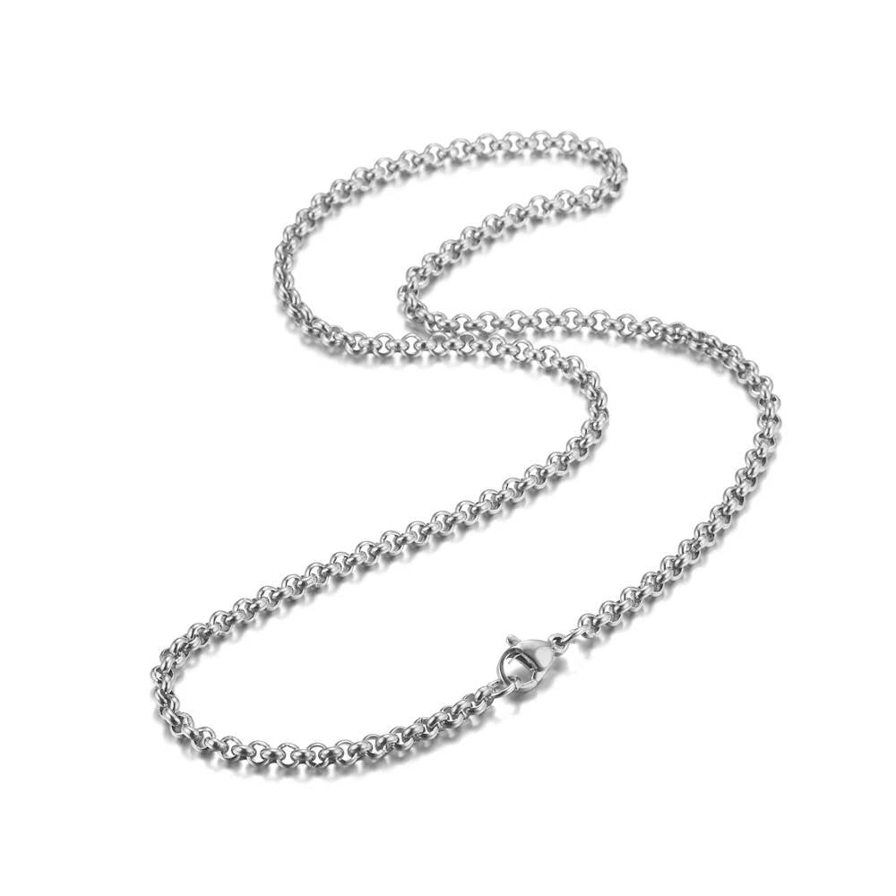Wholesale 1Pc Width 2mm/3mm/4mm/5mm Stainless Steel Round Pearl Link Chain For Women Men DIY Jewelry Bracelet Necklace