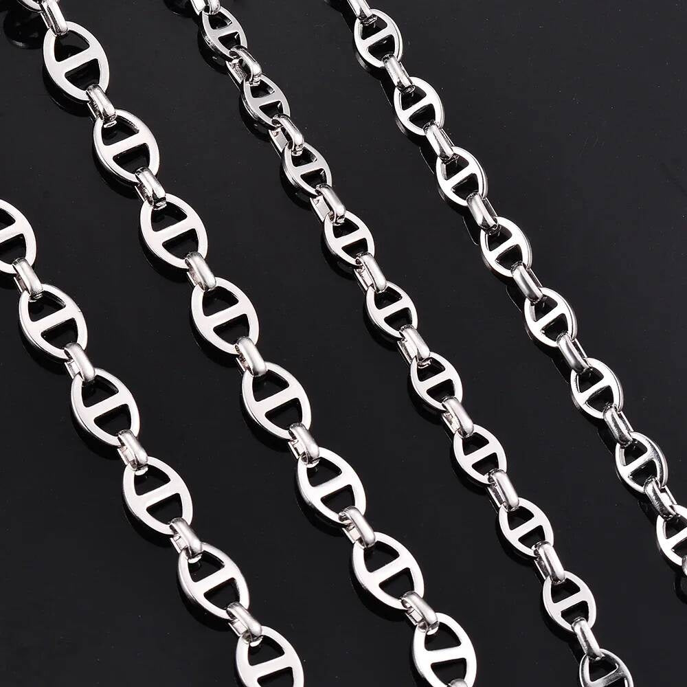 Wholesale Width 6/8mm Simple Handmade for Men Stainless Steel Hip Hop Chain Women Necklace Punk Jewelry