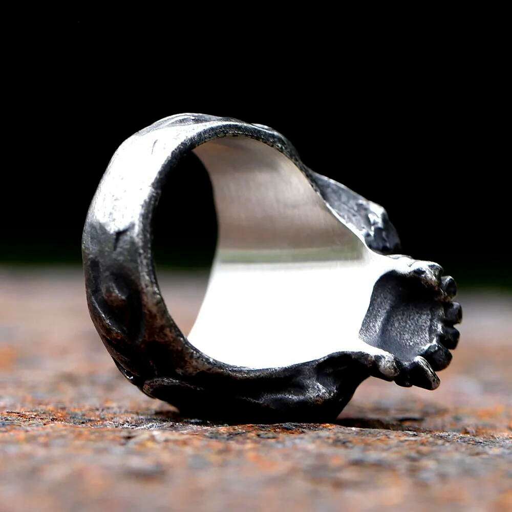 Heavy Skull Head Ring - Gothic Stainless Steel Men's Biker Jewelry