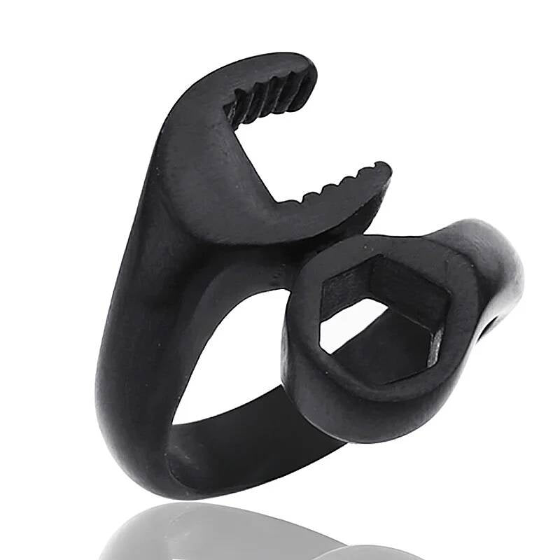 Wrench and Nut Ring – Stainless Steel Mechanic Biker Jewelry for Men