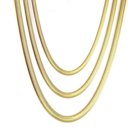 1 piece Width 4mm/6mm/8mm Chain Necklace for Men Women Stainless Steel Flat Snake Solid Chains