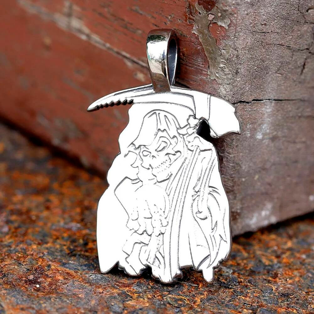 Grim Reaper Pendant – Gothic Stainless Steel Death Necklace