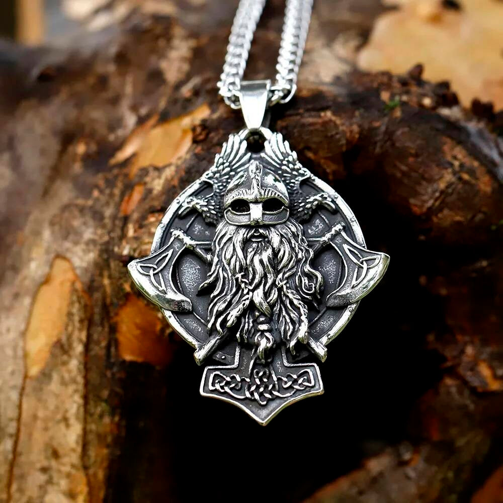 316L Stainless Steel Viking Warrior Pendant Necklace Norse Nordic Jewelry