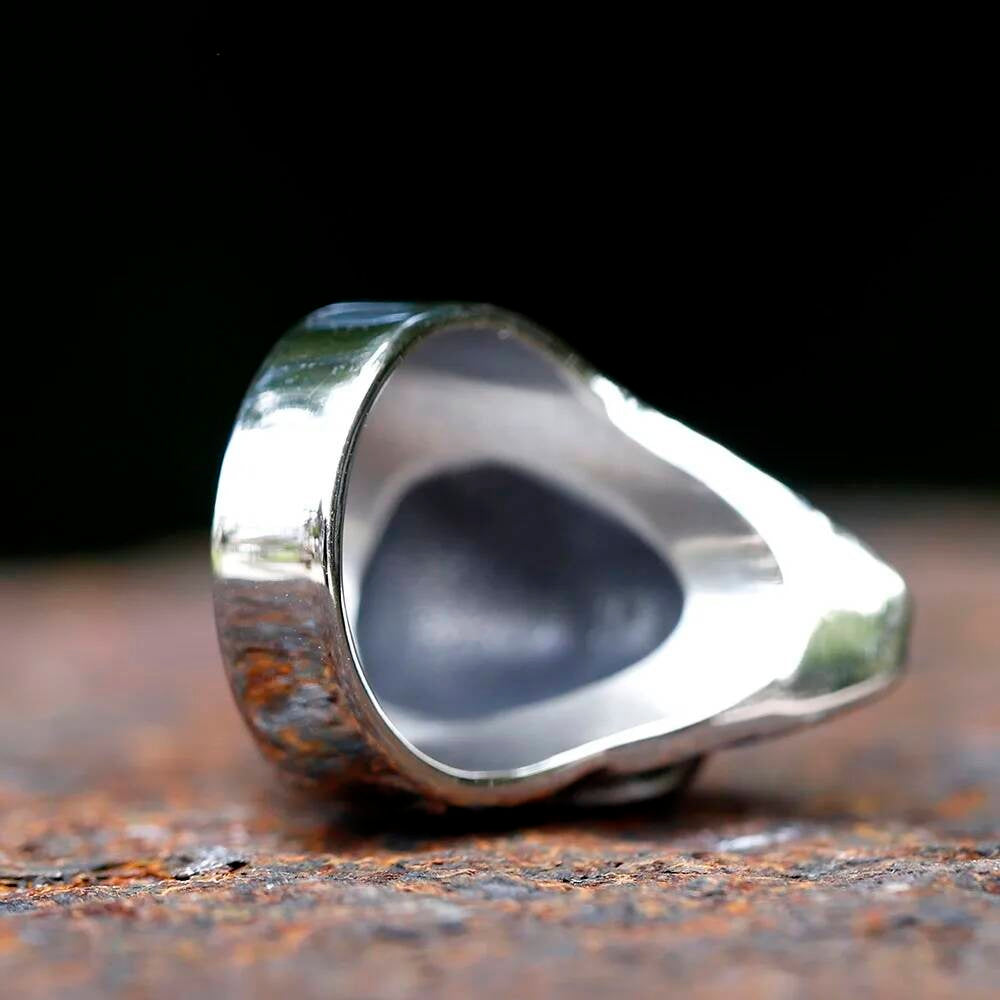 Detailed Skull Signet Ring - Stainless Steel Biker Punk Fashion Jewelry Gift