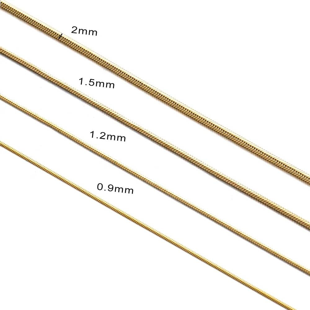 1 piece Width 0.9mm/1.2mm/1.5mm Gold Color Square Snake Chain Men Women 316 Stainless steel Necklace Jewelry