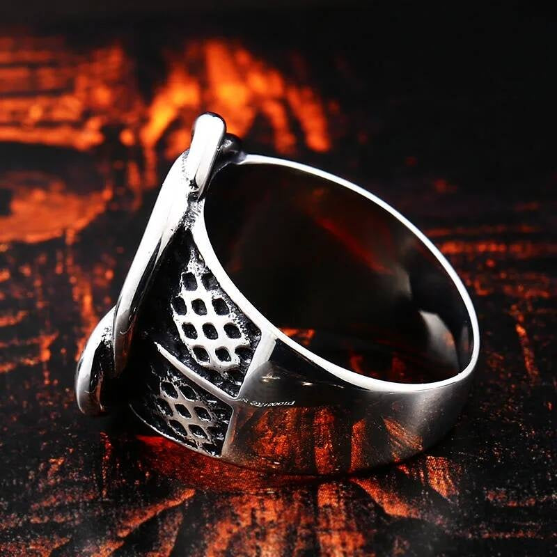 316L Stainless Steel Nordic Viking Geometry Around Men's Ring Amulet