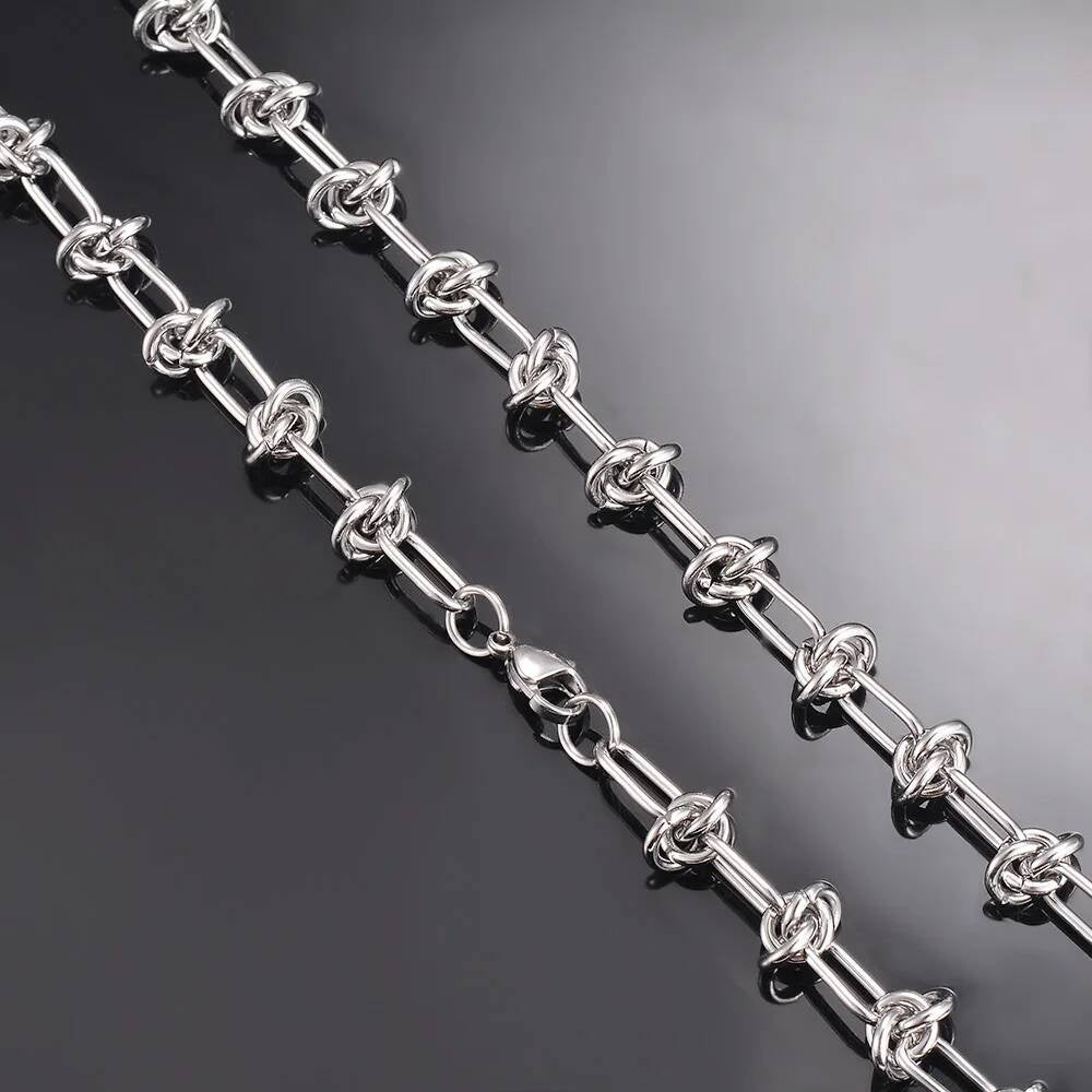 1Pc Stainless Steel Tie Knot Wire Necklaces For Women Men Hip Hop Exaggerated Choker Necklace Chain Fashion Jewelry