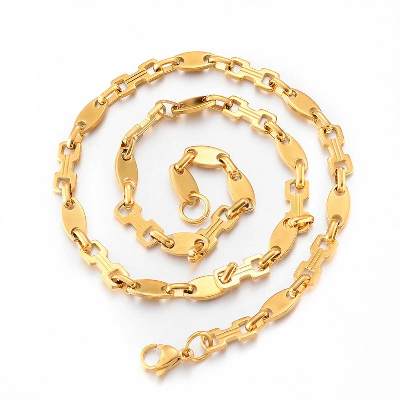 1 piece Women Men Bracelet Necklace Stainless Steel Huge Handmade Square Bone Shape Link Chain Jewelry Not allergic