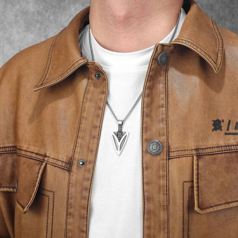 Wolf Head Arrowhead Pendant – Norse Stainless Steel Warrior Necklace