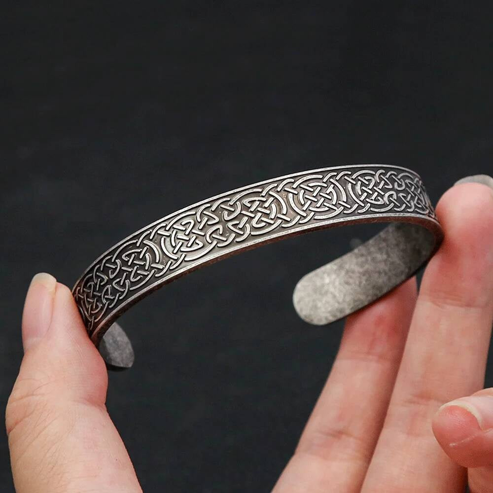 Celtic Knot Bracelet – Norse Pagan Stainless Steel Cuff Bangle