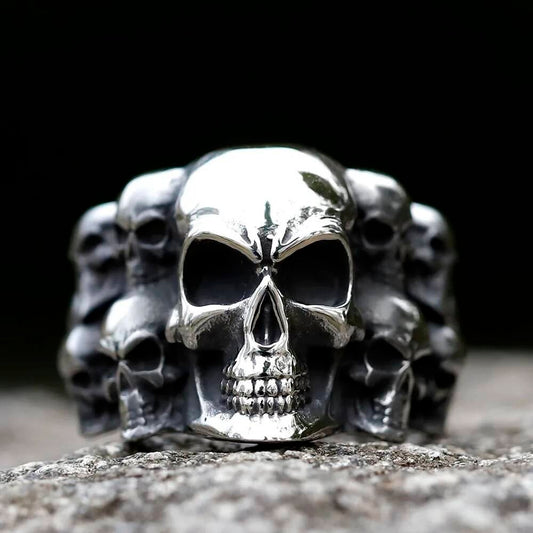 Vintage Punk Skull Ring - Gothic Stainless Steel Motorcycle Jewelry for Men