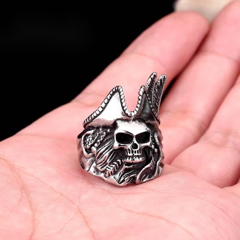 Pirate Skull Ring – 316L Stainless Steel Biker & Rebel Statement Band