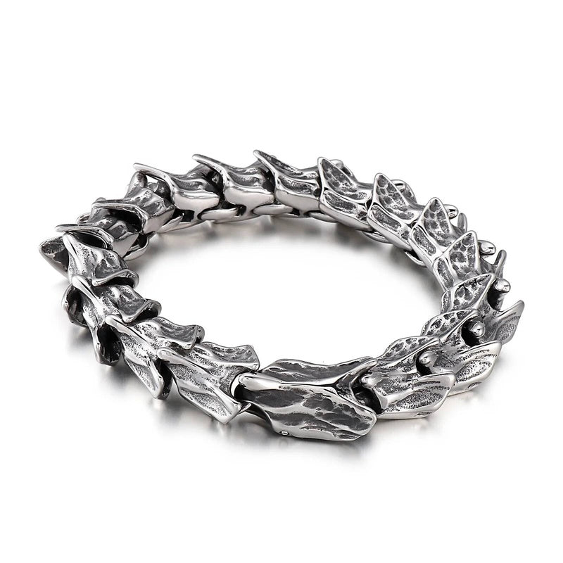 316L Stainless Steel Dinosaur Bone Bracelet Men Link Charm Rock Jewelry